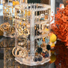 Simple New 360-Degree Rotating Jewelry Display Rack Ear Clip Earrings Jewelry Storage Box Necklace Rack