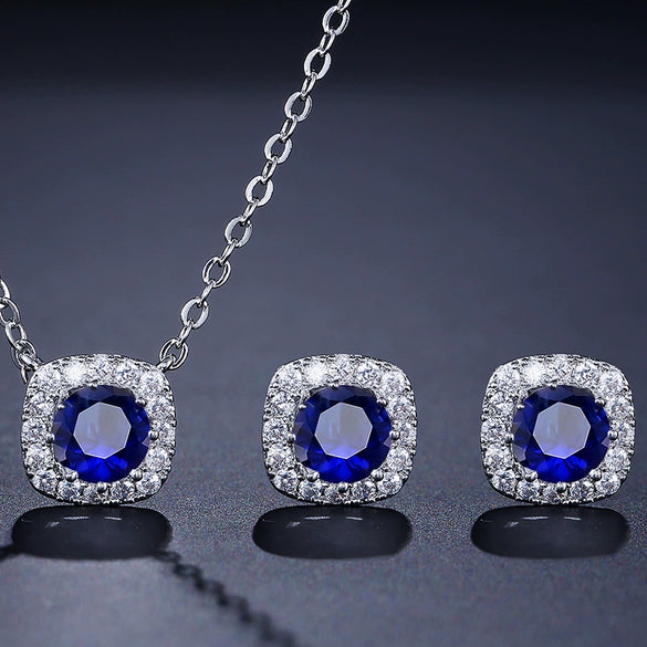 Simple New Fashion Set Versatile Square Necklace Earrings Jewelry Set