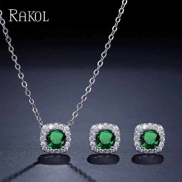 Simple New Fashion Set Versatile Square Necklace Earrings Jewelry Set