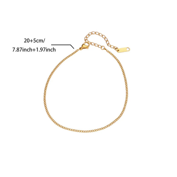 Simple New Style 18K Gold Plated Stainless Steel Women's Anklet With Heart Shaped Cross And Luo Blade Chain
