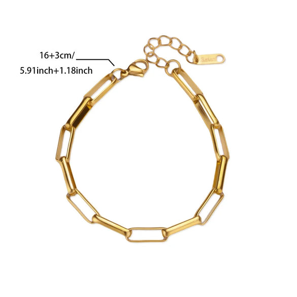 Simple New Style 18K Gold Plated Stainless Steel Women's Anklet With Heart Shaped Cross And Luo Blade Chain
