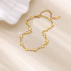 Simple New Style 18K Gold Plated Stainless Steel Women's Anklet With Heart Shaped Cross And Luo Blade Chain