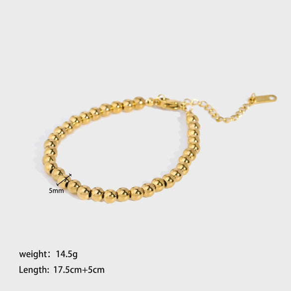 Simple New Titanium Steel And Stainless Steel Women's Bracelet With Steel Balls And Geometric Design Pvd Furnace Real Gold Treated