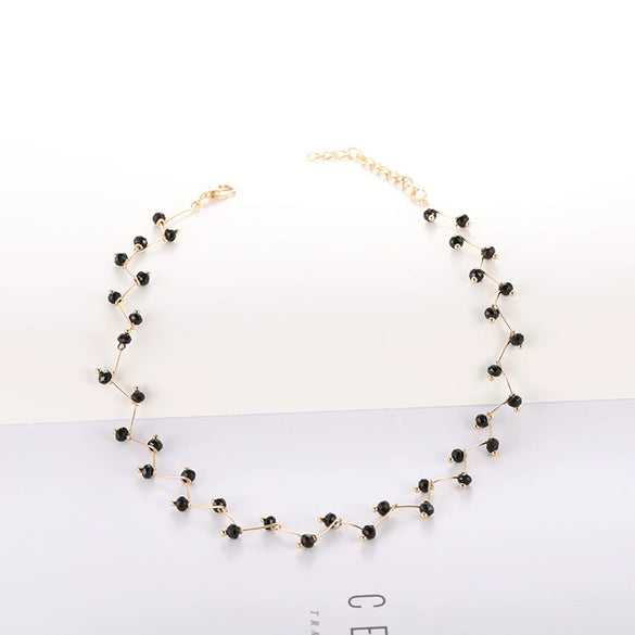 Simple Niche Black Crystal Short Clavicle Chain Female  Wholesale Socialite White Collar Accessories Necklace