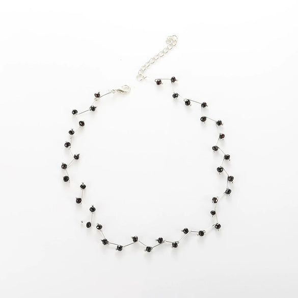 Simple Niche Black Crystal Short Clavicle Chain Female  Wholesale Socialite White Collar Accessories Necklace