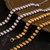Simple Niche Design Creative Women's Stainless Steel And Titanium Steel Geometric Fashion Elastic Peas Bracelet And Necklace With 18K Gold Plated Electroplating Treatment
