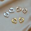 Simple Niche High Grade Cold Style Minimalist Design Hollow Heart Titanium Steel Electroplated Unisex Earrings