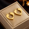 Simple Niche High Grade Cold Style Minimalist Design Hollow Heart Titanium Steel Electroplated Unisex Earrings