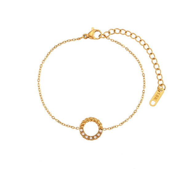Simple Niche Light Luxury Stainless Steel Twist Circle Halfinlaid Women's Bracelet Jewelry With Geometric Design And Electroplating Treatment