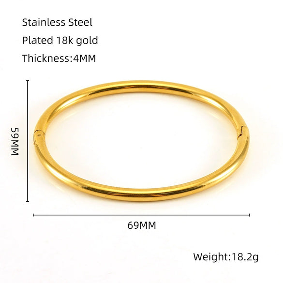 Simple Niche Oval 316L Stainless Steel And 18K Titanium Steel Electroplated Bracelet