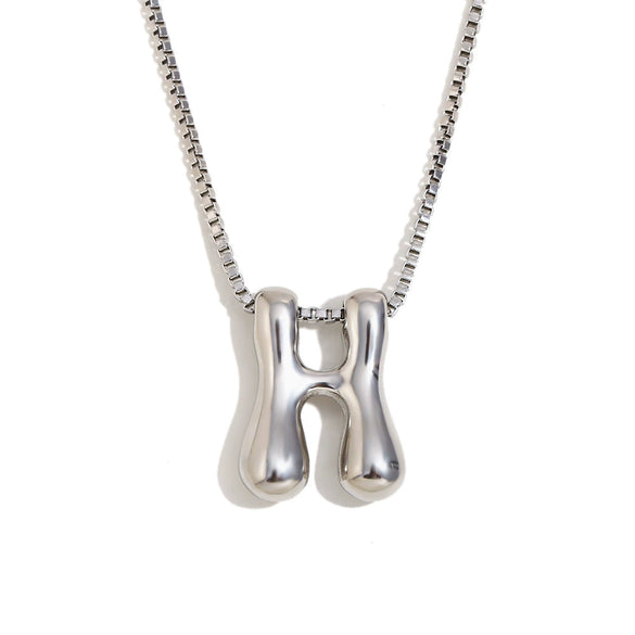 Simple Niche Personality Hip Hop Explosions Stainless Steel 18K Gold Plated Bubble Letter Necklace For Women