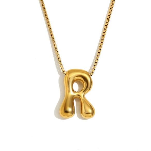 Simple Niche Personality Hip Hop Explosions Stainless Steel 18K Gold Plated Bubble Letter Necklace For Women
