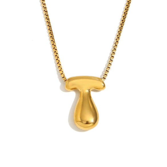 Simple Niche Personality Hip Hop Explosions Stainless Steel 18K Gold Plated Bubble Letter Necklace For Women