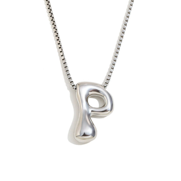 Simple Niche Personality Hip Hop Explosions Stainless Steel 18K Gold Plated Bubble Letter Necklace For Women