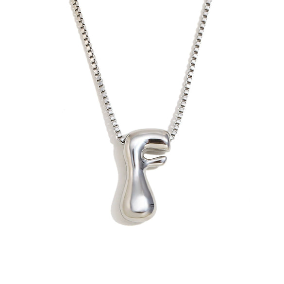 Simple Niche Personality Hip Hop Explosions Stainless Steel 18K Gold Plated Bubble Letter Necklace For Women