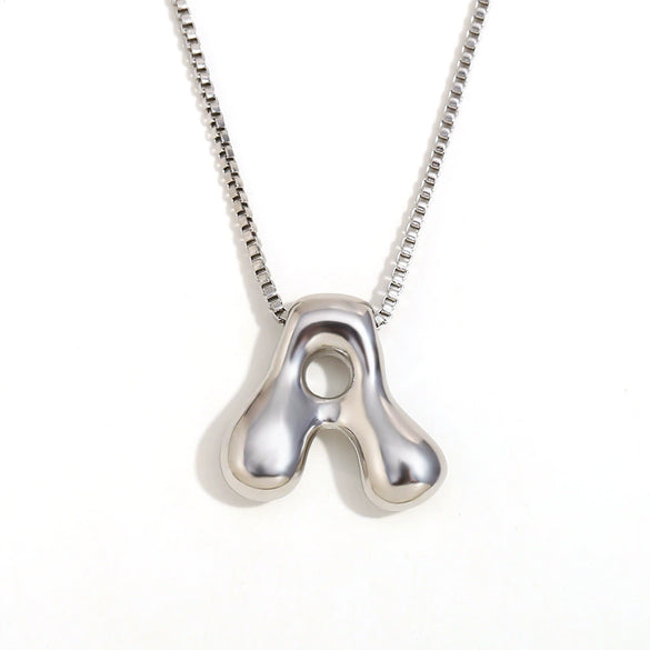 Simple Niche Personality Hip Hop Explosions Stainless Steel 18K Gold Plated Bubble Letter Necklace For Women
