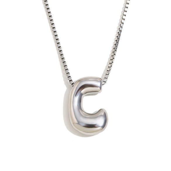Simple Niche Personality Hip Hop Explosions Stainless Steel 18K Gold Plated Bubble Letter Necklace For Women