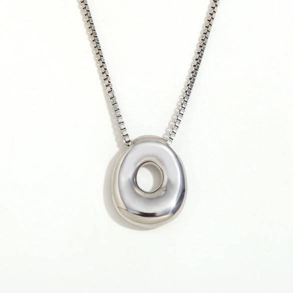 Simple Niche Personality Hip Hop Explosions Stainless Steel 18K Gold Plated Bubble Letter Necklace For Women