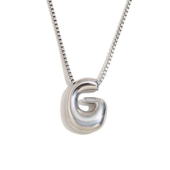 Simple Niche Personality Hip Hop Explosions Stainless Steel 18K Gold Plated Bubble Letter Necklace For Women