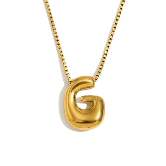 Simple Niche Personality Hip Hop Explosions Stainless Steel 18K Gold Plated Bubble Letter Necklace For Women