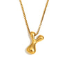 Simple Niche Personality Hip Hop Explosions Stainless Steel 18K Gold Plated Bubble Letter Necklace For Women