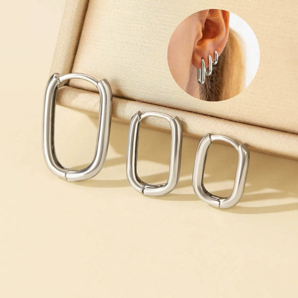 Simple Niche Personality Women's Retro Geometric Copper Earrings With Electroplating