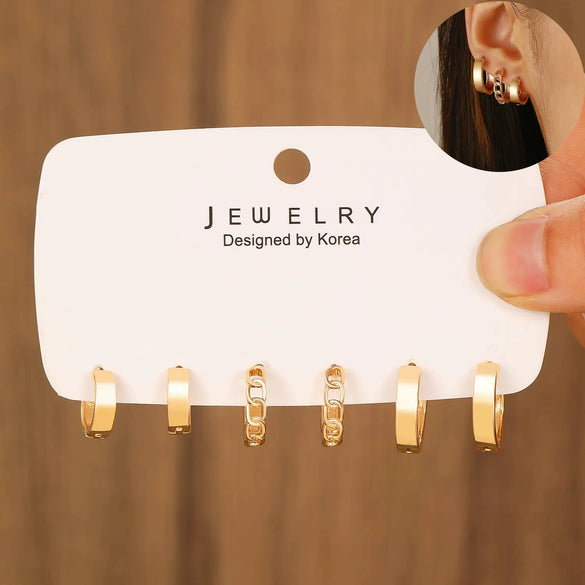 Simple Niche Personality Women's Retro Geometric Copper Earrings With Electroplating