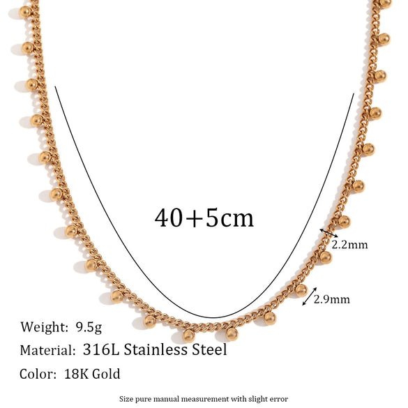 Simple Niche Temperament Women's Necklace Stainless Steel 18K Gold Plated With Bohemian Beads Tassel Geometric Design