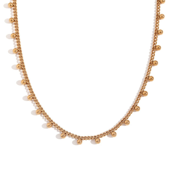 Simple Niche Temperament Women's Necklace Stainless Steel 18K Gold Plated With Bohemian Beads Tassel Geometric Design