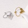 Simple Nonfading Loveshaped Open Ring French Retro Style Highgrade Goldplated Stainless Steel