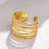 Simple Nonfading Wide Version Opening Index Finger Ring In Titanium Steel And Stainless Steel With Geometric Pattern And Electroplating Treatment