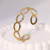 Simple Open Chain Bracelet In Stainless Steel With Geometric Style And Gold Plated Electroplating