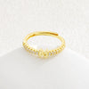 Simple Opening Adjustable Brass Plated Letter Ring Copper Inlaid With Zircon Letter Shaped