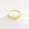 Simple Opening Adjustable Brass Plated Letter Ring Copper Inlaid With Zircon Letter Shaped