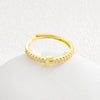 Simple Opening Adjustable Brass Plated Letter Ring Copper Inlaid With Zircon Letter Shaped