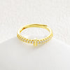 Simple Opening Adjustable Brass Plated Letter Ring Copper Inlaid With Zircon Letter Shaped
