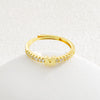 Simple Opening Adjustable Brass Plated Letter Ring Copper Inlaid With Zircon Letter Shaped