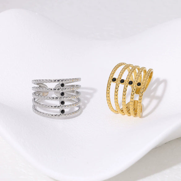 Simple Opening Geometric Stainless Steel Ring With 18K Gold Plated Electroplating Treatment