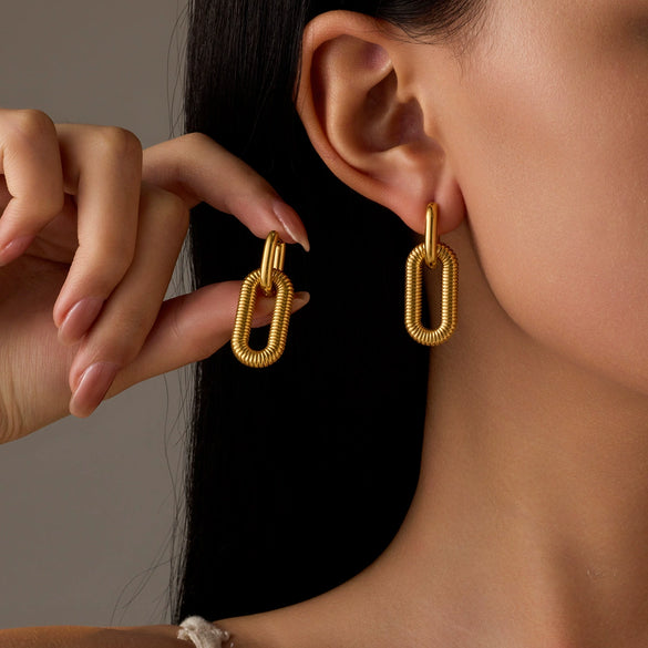 Simple Oval Geometric Stainless Steel Electroplated Women's Detachable Nonfading Earrings