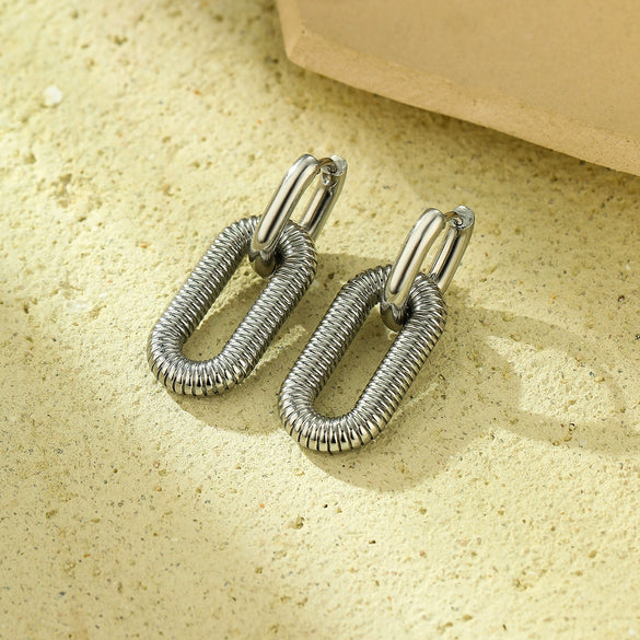 Simple Oval Geometric Stainless Steel Electroplated Women's Detachable Nonfading Earrings