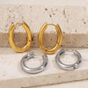 Simple Oval 316L Stainless Steel Hoop Earrings For Women With Electroplating