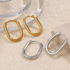 Simple Oval 316L Stainless Steel Hoop Earrings For Women With Electroplating