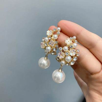 Simple Pearl Flower Earrings