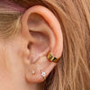 Simple Personality C Shaped Ear Clip For Women Copper Geometric Diamond Inlaid Set With Gemstones