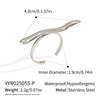 Simple Personality Niche Curve Open Design Fashionable Nonfading Waterproof Geometric Stainless Steel Ring For Women With Electroplating
