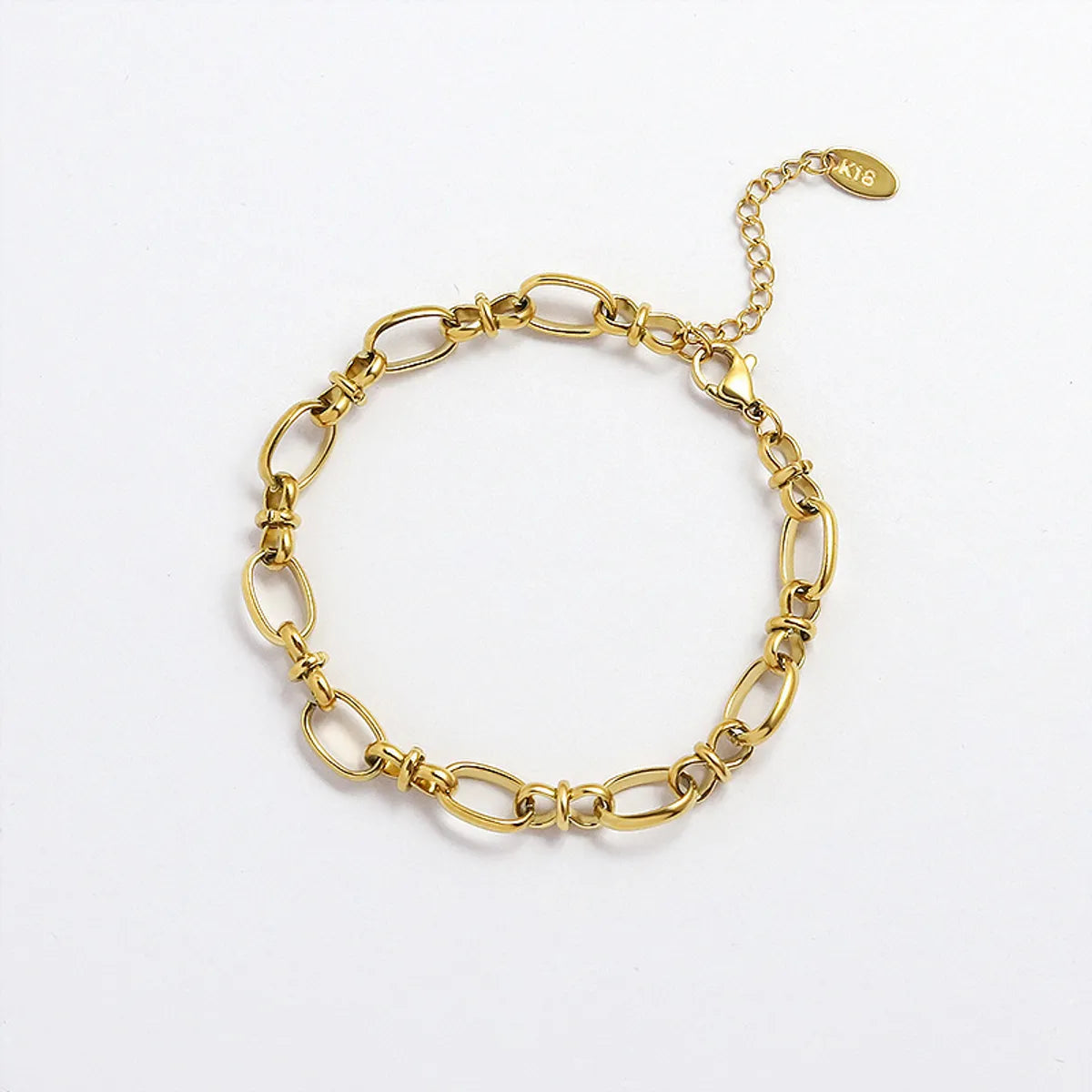 Fashion Geometric 304 Stainless Steel 18K Gold Plated No Inlaid Bracelets In Bulk