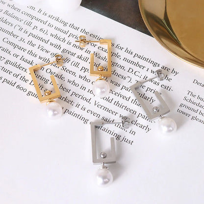 French Style Geometric Plating Titanium Steel No Inlaid Earrings