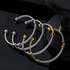 Simple Personality Twist Steel Wire Opening Adjustable All Match Bracelet In Stainless Steel With Electroplating