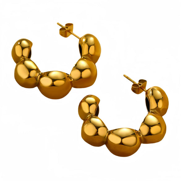 Simple Personalized Cshaped Titanium Steel And Stainless Steel Earrings With Geometric Pattern And Electroplating Treatment