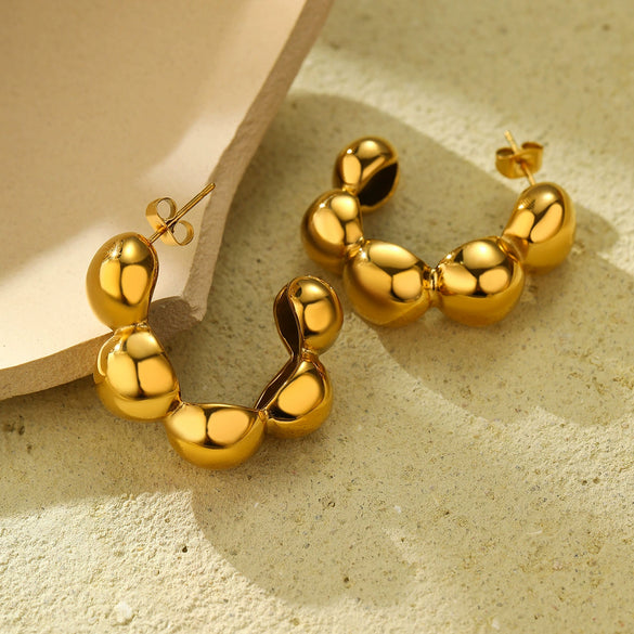 Simple Personalized Cshaped Titanium Steel And Stainless Steel Earrings With Geometric Pattern And Electroplating Treatment